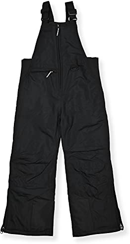Arctic Quest Boys Girls Unisex Classic Ski & Snow Bib Overall Winter Snowsuit Water-Resistant Windproof Outdoor Rain Bib, Black, 14-16