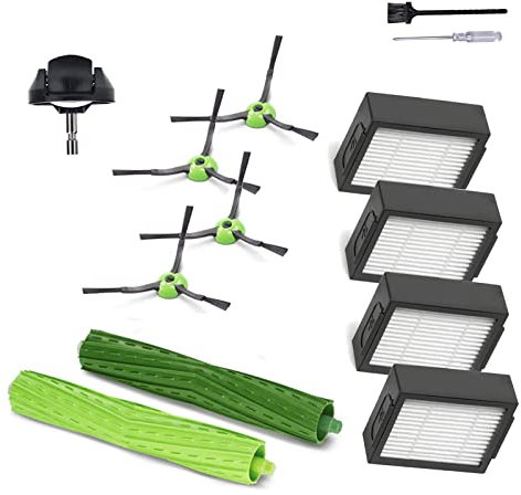 Zubehör und Ersatzteile für iRobot Roomba j7 i7 i6 i3 i4 i2 i5 i8 i1+/Plus e5 e6 I E J Serie Staubsauger - 1 Gummibürstenwalze, 1 Lenkrolle, 4 Filter, 4 Schwarze Seitenbürsten