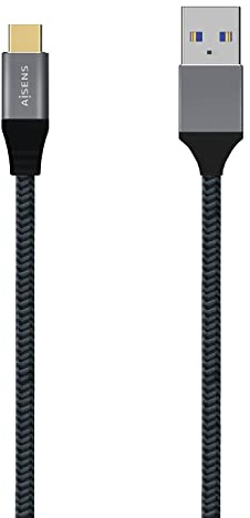 AISENS - A107-0632 - Cable USB 3.1 Gen2 10Gbps 3A, tipo USB-C/M-A/M, gris, 1.5m
