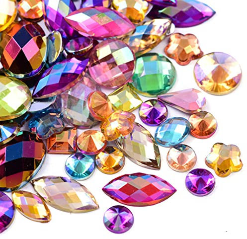 Bztzhm 600 Stück Acryl Bunt Schmucksteine, Kristall Edelstein Aufkleber, Packung Acryl Glitzersteine zum Basteln, SetStrasssteine Strasssteine, Bunte Steine, In Mix Shape, Für DIY-Bastelarbeiten