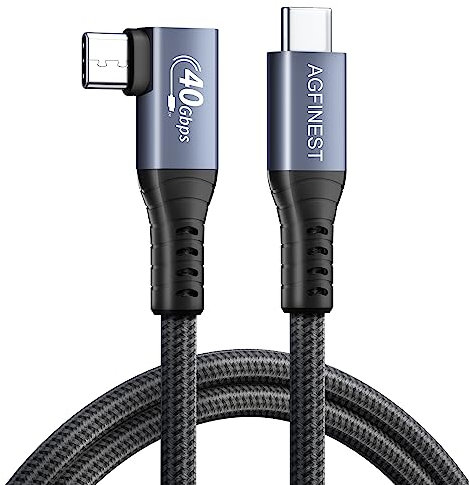 Kabel für Thunderbolt 4, Thunderbolt 4 Kabel 90 Grad ,Übertragungsrate 40Gbps/8K@60Hz Video/100W Ladung USB C auf C Video,Kompatibel mit Thunderbolt 3/USB4,MacBooks, eGUP (1M, Rechtwinkliger Winkel)