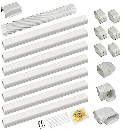 Mxclimate Juego de cubiertas de PVC de 3 pulgadas y 25 pies para aire acondicionado mini split y central, sistemas de bomba de calor de CA, cubiertas de tubería decorativas