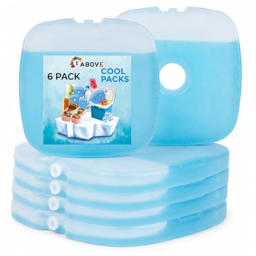 1ABOVE Reusable Ice Pack Blocks, Long Lasting Reusable Family Pack Ice Block for Cool Box, Cooler Bag, Lunch box & bag to Keeps Drink, Food, Lunchboxes Cool (6)