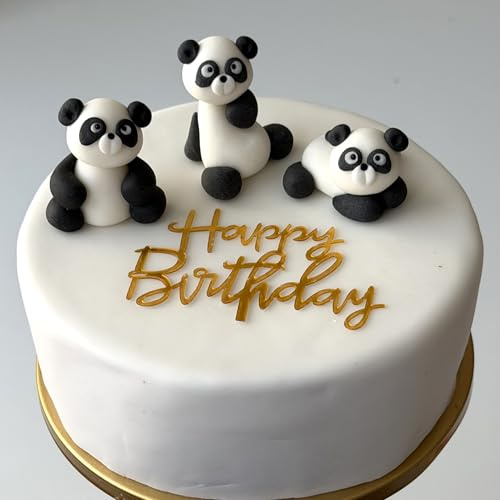 SugarArt Edible Panda Cake Topper - Handmade Animal Cake Decorations - Perfect on Fondant, Butter Cream, & Icing Sugar Cakes - Made of Sugar - Contains Food Colors (3 Pc Panda Set)