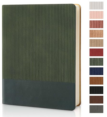 TSFPapier Lined Journal Notebook for Work College Ruled Note Book 7.2x9.6 B5 PU Leather Daily Journaling 160 Pages for Women Men Writing Home School Supplies Business (Dark Green)