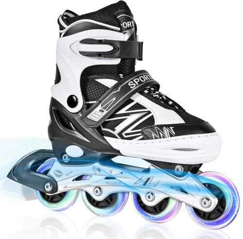 DUZSKJ Verstellbare Kinder-Inline-Skates für Jungen und Mädchen, Outdoor-Kinder-Rollschuhe für Mädchen und Jungen