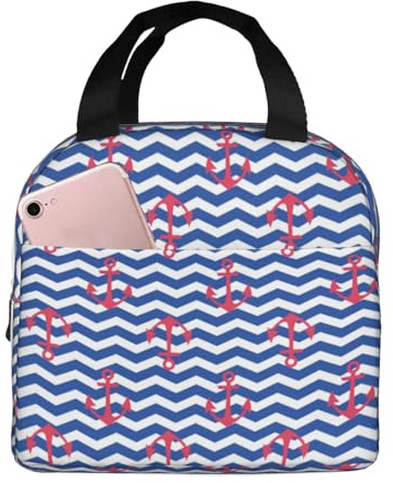 Bolsas de almuerzo aisladas para hombres y mujeres, trabajo, anclas náuticas, bolsa térmica suave aislada para viajes, lonchera pequeña a prueba de agua para hombres y mujeres, bolsa de almuerzo para