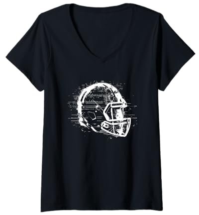 Damen American Football Helm Footballmannschaft T-Shirt mit V-Ausschnitt