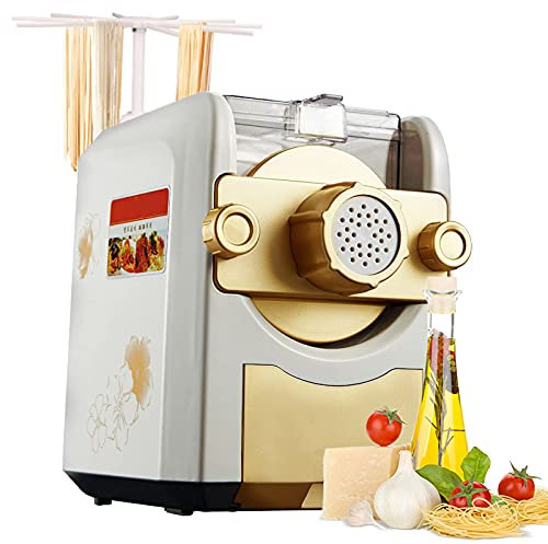 Noodle Maker Machine Electric Home Automatic Noodle Extruder Machine with Pasta Drying Rack One-Key Automatic Operation for Making Spaghetti Fettuccine Dumpling Skin