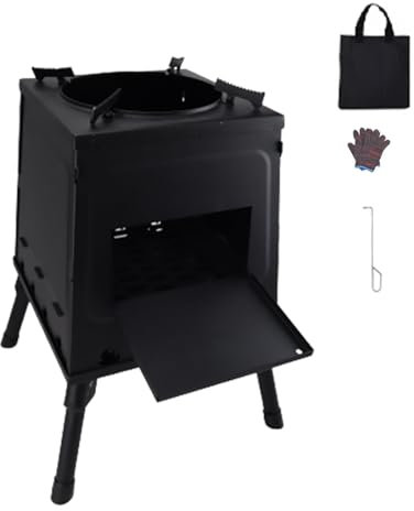 Foldable Camping Wood Burning Stove Made of Carbon Steel Lightweight Portable Wood Burning Camping Stove with Storage Bag(Small)