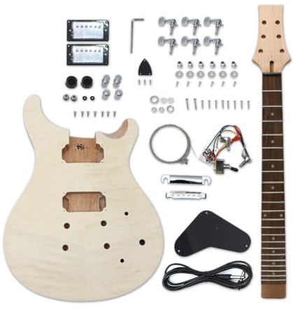 WUQIMUSC DIY E-Gitarre Kit Prs Stil HH Pickups 22 Bund 24.75 Zoll bauen Sie Ihre eigenen