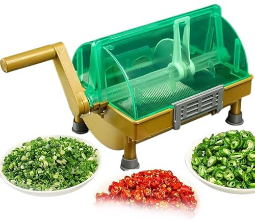 Commercial Hand-Crank Scallion Cutter, Vegetable Chopper, Using Stainless Steel Spiral Knife, The Large-Capacity Curved Vegetable Box Has a Non-slip Pad at the Bottom for Scallions/Green Onions