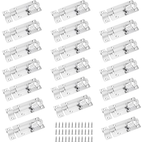 ZEONHAK 20 PCS 3 Inch Door Bolt, Stainless Steel Slide Latch Lock for Gate, Boxes, Windows