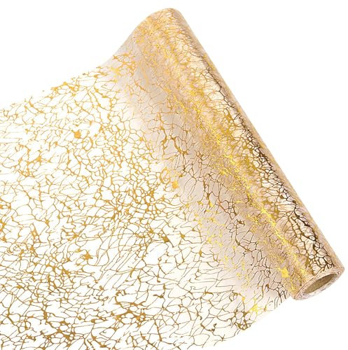 Alovez Tischläufer Gold, 28cm x 4,57M Tischband Geburtstag Tischläufer Goldfolie Tischdeko für Hochzeiten, Geburtstage, Weihnachten, Party, Taufen, Goldene Hochzeit Deko