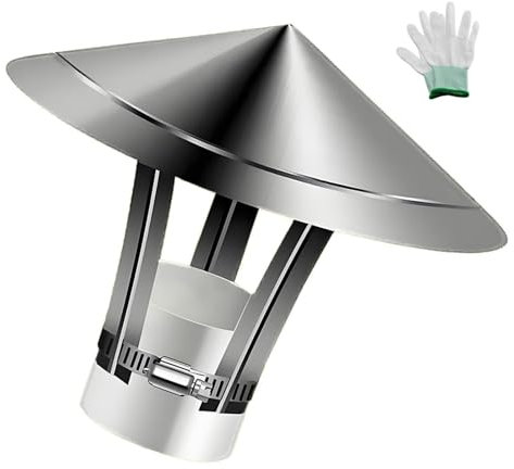 5 Cm-30 Cm Dachentlüfter Regenhut, 304 Edelstahl Schornstein Ofenabdeckung Mit Handschuh, Kaminabdeckung Entlüftungshaube, Heizung Ofenrohr Abgasrohr Abdeckung(15 cm(5.9 in))