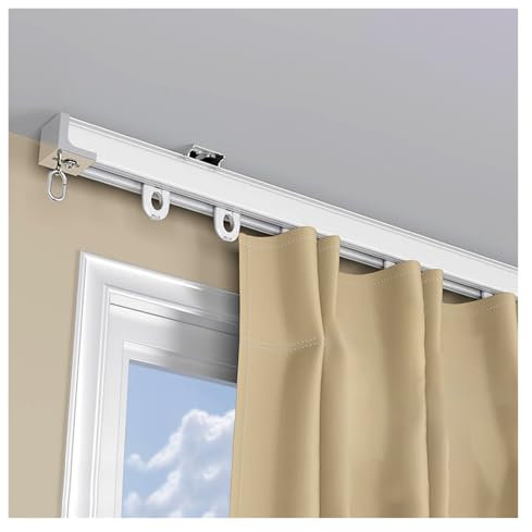 Deckenteiler-Set mit kommerzieller Vorhangschiene für Studio/Wohnung/Hotel, Weiß, 3,3 m