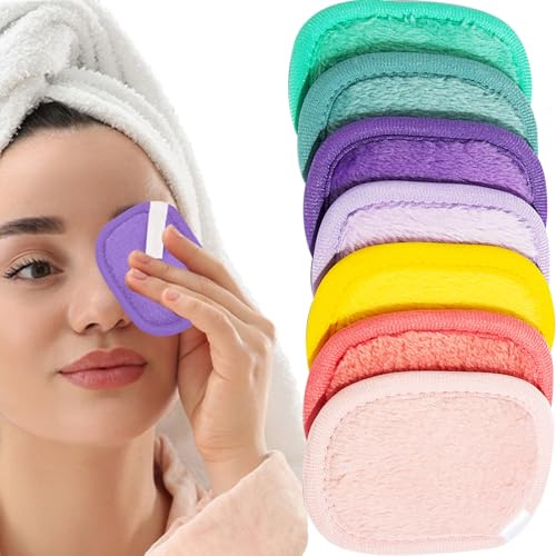 7 unidades de algodón desmaquillante lavable, toallitas desmaquillante reutilizables de microfibra, almohadillas desmaquillantes, toallitas desmaquillantes para cara y ojos