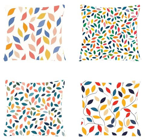 Jqynn 4 Stück Outdoor Kissen 80x80cm Samt Material Balkon Dekoration, Outdoor Kissen Farbe Blatt Doppelseitiger Druck, Sehr geeignet für Camping im Freien Garten Bank Terrassen Auto Dekorationjy-116