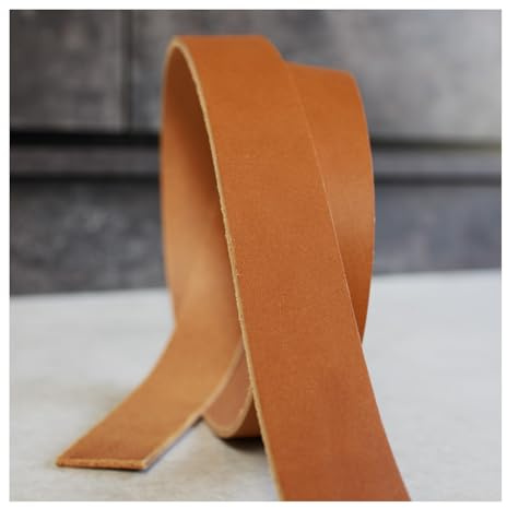 CRAFTPOINT Lederriemen Hellbraun aus Naturleder, 130-150 cm Länge, 3-3,5 mm Dick, Vegetabil Gegerbt, Verschiedene Breiten 15-80 mm (40mm Breit)