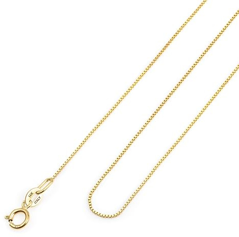 Amberta Äkta Gul 14K 18K Guldkedjor för Kvinnor och Män | Supertunn, Elegant & Robust Box Curb‑ och Singapore‑kedja Fin Choker 40/45/50 cm: 14K Guld Venetiansk kedja för Kvinnor 45 cm