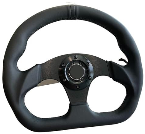 Volante Sportivo Auto, Volante a Calice Volante da corsa piatto da 330 mm e 13 pollici con cuciture nere(C)