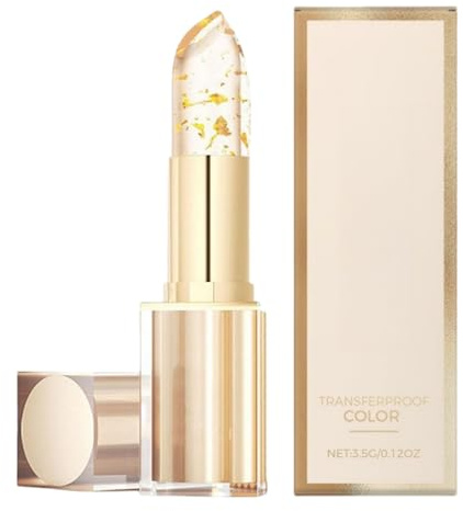Transferproof Colour Changing Lipstick,Colour Changing Lip Balm with Gold Foil,Long Lasting 24 Hours Lipsticks,Non-Sticky Temperature Changing Lipstick,Hydrate and Nourish Glossy Shine Lip Gloss