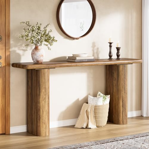 Tribesigns Konsolentisch, 160 x 30 x 80 cm, Rechteckiger Eingangstisch aus Holz, Langes Sofa im Landhausstil für Flur und Wohnzimmer, Braun