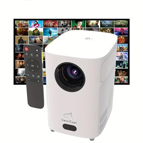 VenirCool Proiettore intelligente, nativo 720P, supporta la decodifica 4K Home Theater con audio HIFI, Wi-Fi e wireless, app di streaming integrate, compatibile con console di gioco e smartphone, uso