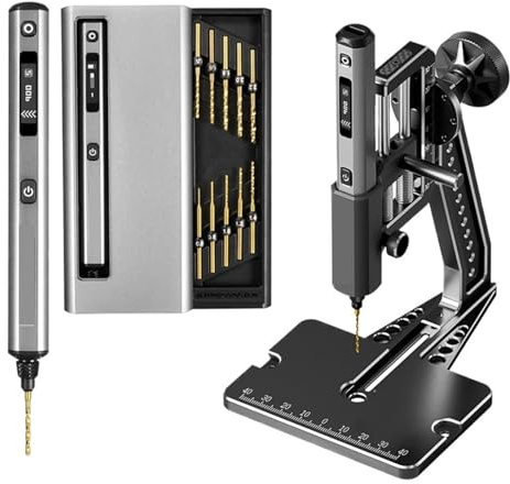 Mini taladro eléctrico con prensa de banco, kit de taladro manual inalámbrico for manualidades, madera, plástico, hogar, bricolaje,Estabilidad