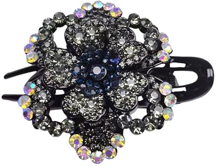 WANYI Haarspange Strass Elegante Haarspangen Damen Glitzer Blumen Haarklammer Mode Haarschmuck Exquisite Haarklammern für Frauen und Mädchen(Graublau)