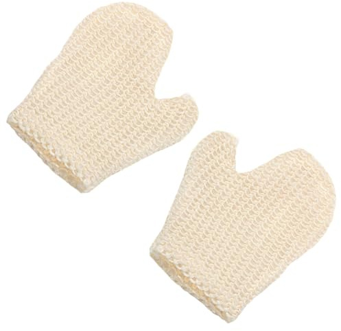 Hohopeti 2 Stück Sisal Duschhandschuhe mit Mitten Design Effektives Körperpeeling und Reichhaltiger Schaum für Gesicht und Hals Beim Reisen oder Camping