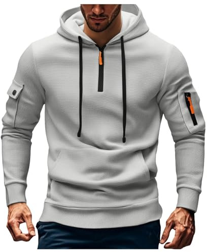 Herr 1/4 dragkedja huvtröja, herr långärmad huvtröja med ficka smal passform vardaglig gym skidåkning sport varma tröjor vardag utomhus sportkläder plusstorlek utomhus tröjor lätta ytterkläder toppar