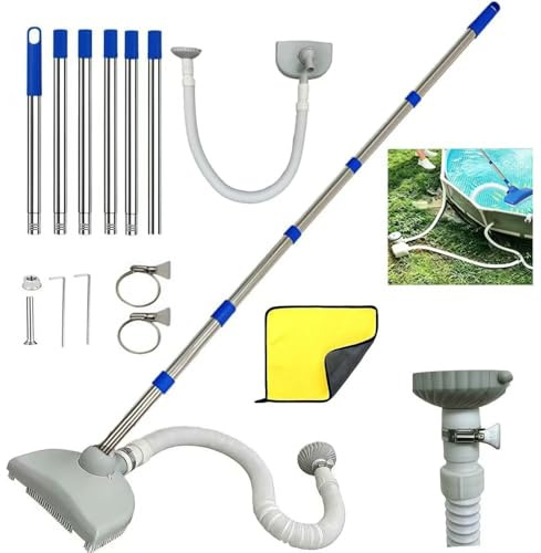 Limpiafondos Piscina Manual con Tubo 350 cm,Retráctil,Aspiradora de Piscina con Barra Telescópica de 230 cm,Limpiador de Suelos de Piscina para Piscina, Estanque, Jacuzzi, Baño y SPA