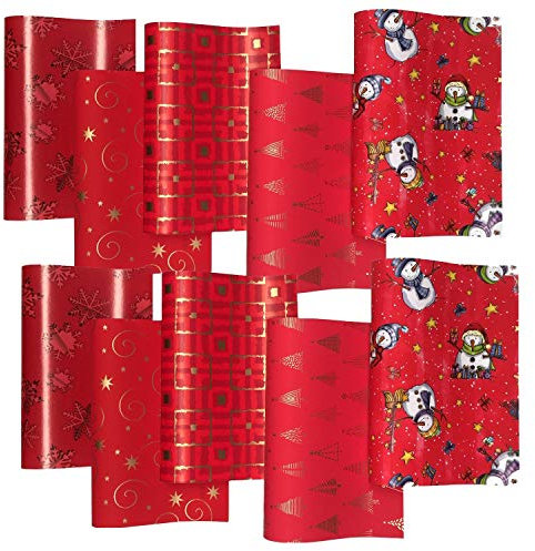 HRB Geschenkpapier 10 Rollen für Weihnachten, 2,00m x 0,7m Weihnachtspapier Weihnachtsgeschenkpapier 2m pro Rolle, hochwertige geschenkverpackung, Packpapier Xmas verschiedene Motive (Serie 1)