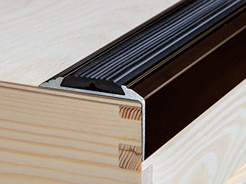IANPAV Screw ANODISED Aluminium Anti Non Slip Stair Edge Nosing Trim 1200mm x 46mm x 30mm A38, Brown