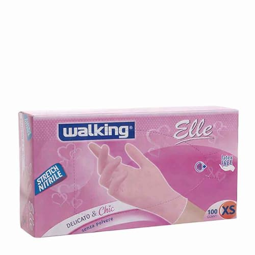 Gants jetables en nitrile Walking Elle rose (Taille S)