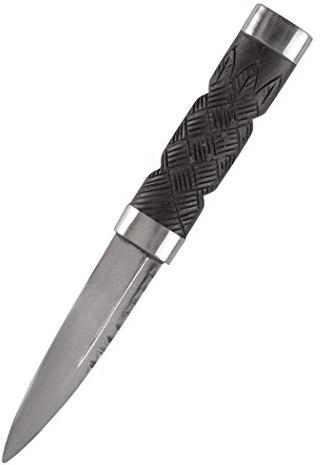 Battle-Merchant Sgian Dubh, Schottisches Messer mit Lederscheide | Deko Dolch, Strumpfdolch, ca. 20 cm, Holzgriff, Ausstellungsstück, handgeschmiedet, Reenactment, ab 18
