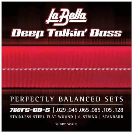La Bella 760FS-CB-S Deep Talkin' Gitarrensaite, Edelstahl, flach gewickelt, Standard, kurze Mensur, 29–128