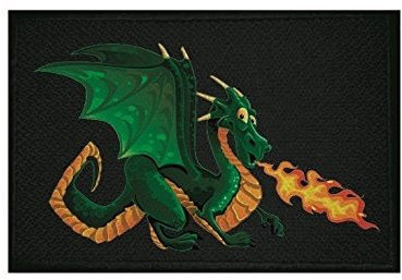 U24 Aufnäher Feuerspuckender Drache schwarz Fahne Flagge Aufbügler Patch 9 x 6 cm