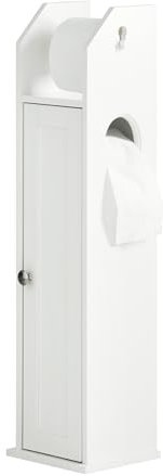 SoBuy® FRG135-W Support Papier Toilette Armoire Porte-Papier Toilette Porte Brosse WC Meuble de Salle de Bain sur Pied en Bois - Blanc