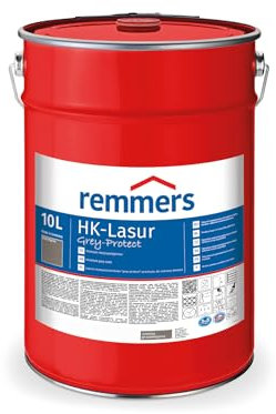Remmers HK-Lasur 3in1 Grey-Protect graphitgrau, 10 Liter, Holzlasur für Vergrauung außen, 3 Holzschutz Produkte in einem, Feuchtigkeit- und UV-Schutz
