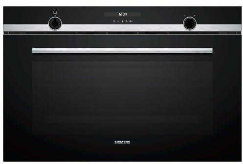 Siemens iQ500 Einbau-Backofen 90 x 60 cm Edelstahl VB578D0S0 | Schnellaufheizung, activeClean®, Nutzinhalt 112 Liter, varioClip-Auszüge, Weißes LED-Display mit Drehknebel, Kindersicherung