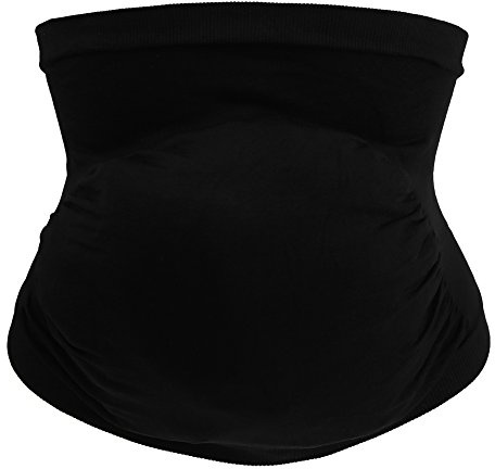 Zerodis Banda Vientre Mujer Embarazada Cinturón Panza Elástico Soporte Abdominal Cintura Cómodo Extensor Sin Costuras Negro L