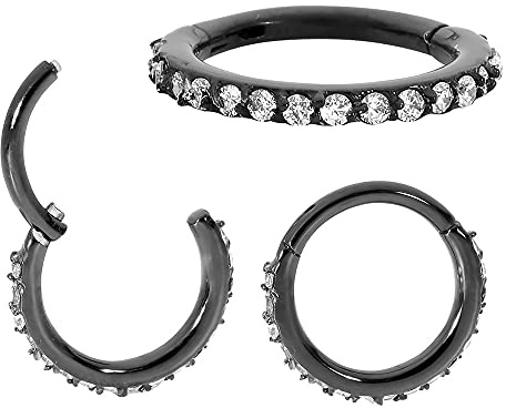 (9mm) 316L Chirurgenstahl Nasenring, Unisex Knorpel Knorpel Septum Lippen Nasen Klappbarer Clicker Segmentring Conch Daith Helix Rook Tragus Kreolen