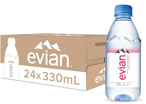 evian Mineral Water, Naturally Filtered Drinking Water, 330ml Bottled Water Crafted by Nature, Case of 24 x 330ml evian Water Bottles