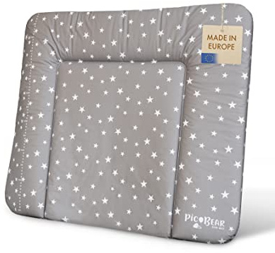 pic Bear Wickelauflage - hochwertige Wickelmatte - Wickeltischauflage - pflegeleichte Wickelunterlage - Auflage Wickelkommode - 85 x 72 cm - (Sterne grau-weiß, 85 x 72 cm)