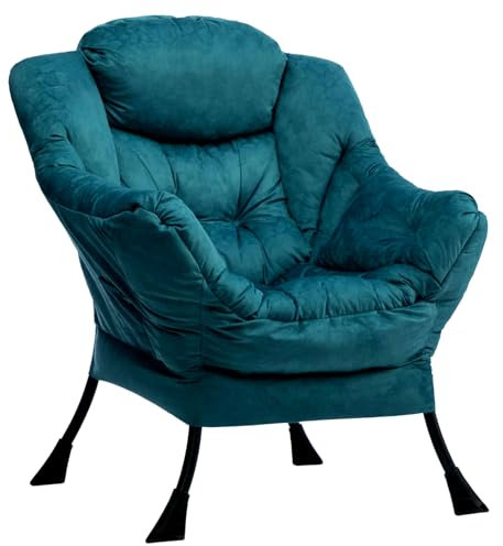HollyHOME Sessel Wohnzimmer Ohrensessel Schlafzimmer Relaxsessel Lesesessel Armlehnensessel Relax Sessel Lounge Sessels mit Stahlrahmen, Blau Grün