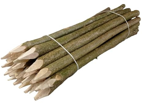 Poteau de clôture 25 pièces Naturel - poteau affûté Cheville ronde, Bois de noyer, Clôture de jardin - H 70 cm