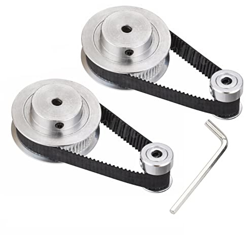2pcs Aluminum 5mm Bore 2GT Pulley 60 Tooth + 2pcs GT2 20T Timing Belt Synchronous Wheel +2pcs 200mm Closed Loop Rubber Belt for 6mm Width Belt 3D Printer CNC Machine