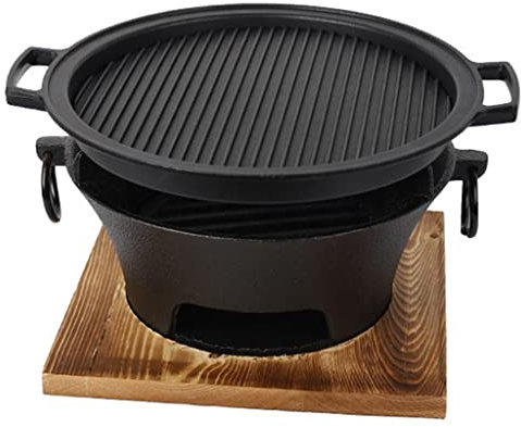 Tragbare Holzkohle BBQ Grill, Tischgrill-Grill mit Non-Stick-Backpfanne, Campingofen im Freien for Picknick-Garten-Balkon (Color : Black, Size : 20 * 25cm)